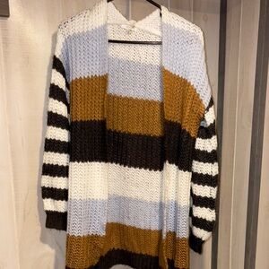 Maurices Black and White Cardigan Sweater Cozy Color-Block Design